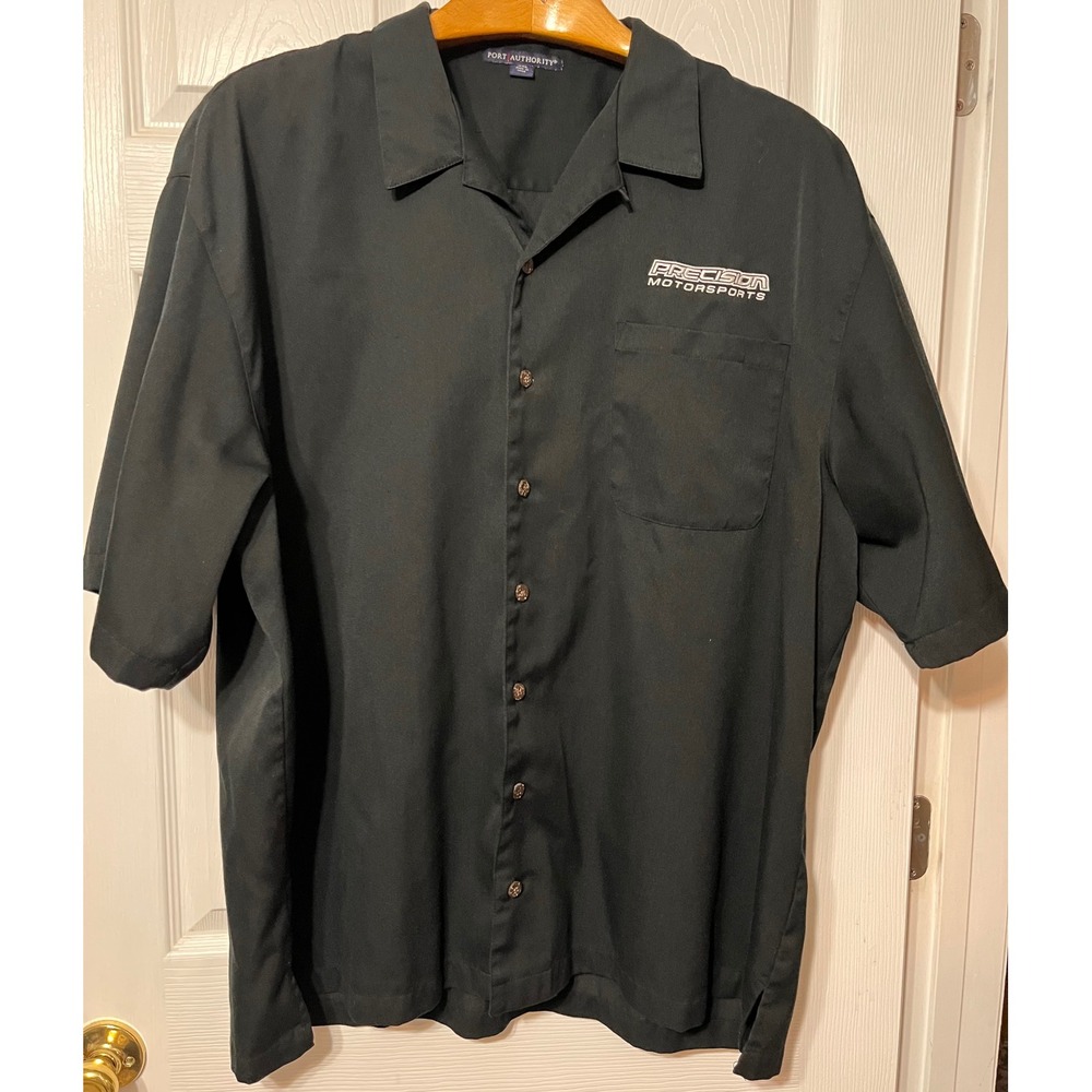Port Authority Precision Motorsports Black Short Sleeve Button Up Shirt Mens 3XL